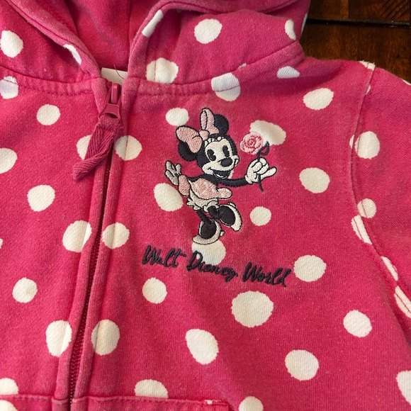 Disney Minnie Mouse Pink Polka Dot Kids Hoodie - Picture 2 of 5
